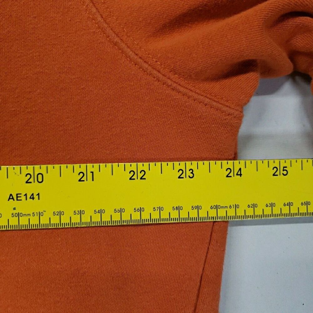 The North Face Men's Large Orange Pullover Hoodie White Big Logo Graphic - Picture 8 of 9
